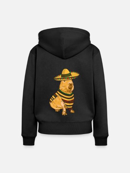 Mexican Capybara - Frauen Premium Bio Zip Hoodie - Schwarz