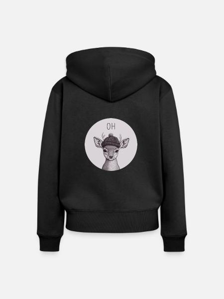 Oh Deer - Frauen Premium Bio Zip Hoodie - Schwarz