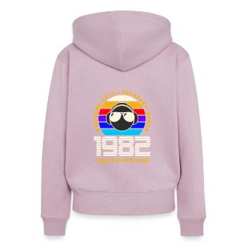 1982 - Women's Premium Organic Zip Hoodie - dusky pink - Back - Julia (174cm)