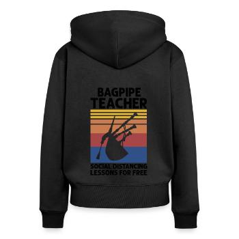 Citation de professeur de cornemuse et joueurs de cornemuse - Sweat à capuche zippé Premium bio Femme - noir - Dos - Julia (174cm)