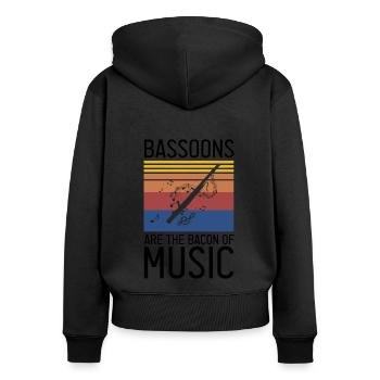 Basson pour basson anches et bassoniste - Sweat à capuche zippé Premium bio Femme - noir - Dos - Julia (174cm)