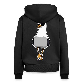 Une mouette cool va au nord de l'Allemagne - Sweat à capuche zippé Premium bio Femme - noir - Dos - Julia (174cm)