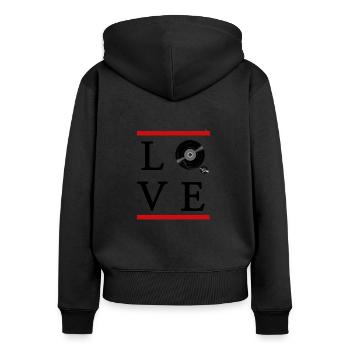 Dj Musik Plattenspieler - Frauen Premium Bio Zip Hoodie - Schwarz - Hinten - Julia (174cm)