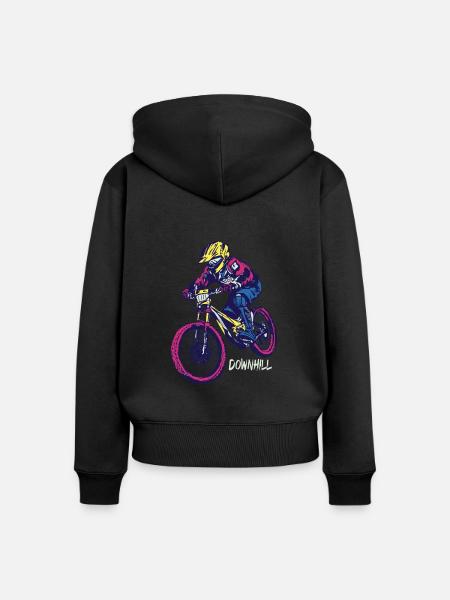Downhill - Frauen Premium Bio Zip Hoodie - Schwarz