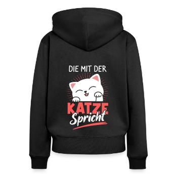 Katze Kätzchen Kater Fellnase Katzenfan Cat Katzen - Frauen Premium Bio Zip Hoodie - Schwarz - Hinten - Julia (174cm)