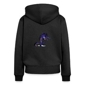 tonique sombre - Sweat à capuche zippé Premium bio Femme - noir - Dos - Julia (174cm)
