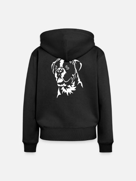 Boxer Kopf "Black Edition" - Frauen Premium Bio Zip Hoodie - Schwarz