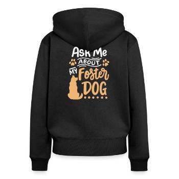 Pflegehund Herrchen Frauchen - Frauen Premium Bio Zip Hoodie - Schwarz - Hinten - Julia (174cm)