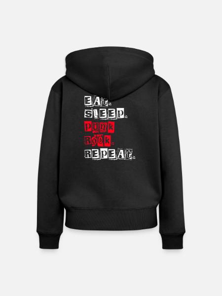 Eat Sleep Punk Rock Repeat - Frauen Premium Bio Zip Hoodie - Schwarz