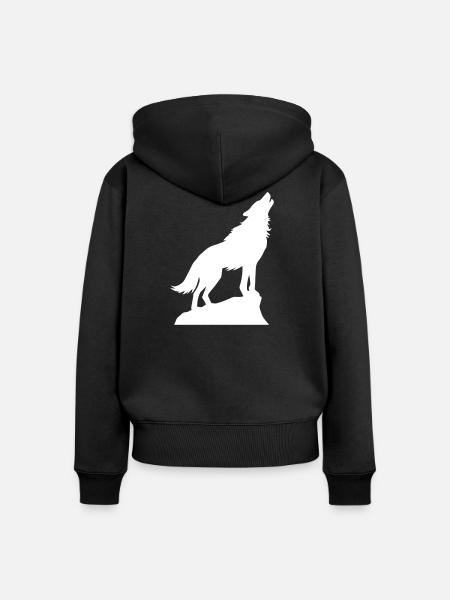 Wolf Tier Symbol - Frauen Premium Bio Zip Hoodie - Schwarz
