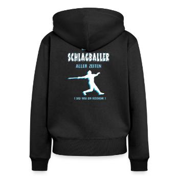 Bester Schlagball Spieler Schlagballer Baseball - Frauen Premium Bio Zip Hoodie - Schwarz - Hinten - Julia (174cm)