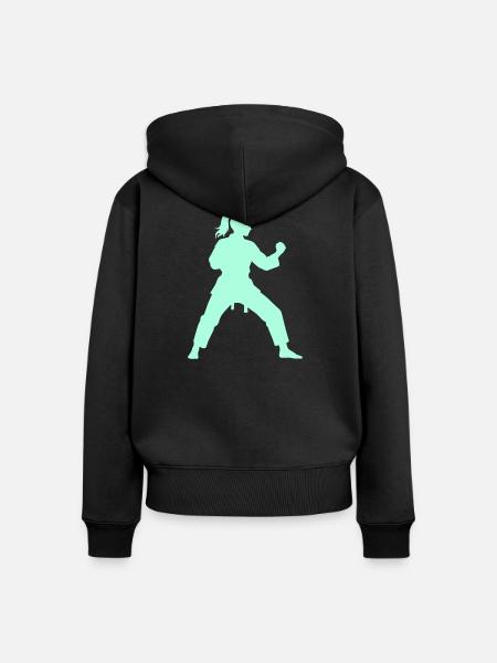 Kämpferische Mint-Silhouette - Frauen Premium Bio Zip Hoodie - Schwarz