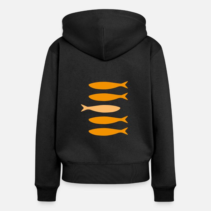Sardines oranges - Sweat à capuche zippé Premium bio Femme - noir