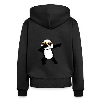 Panda Bär Dabbing Dab Tanz Geschenk - Frauen Premium Bio Zip Hoodie - Schwarz - Hinten - Julia (174cm)