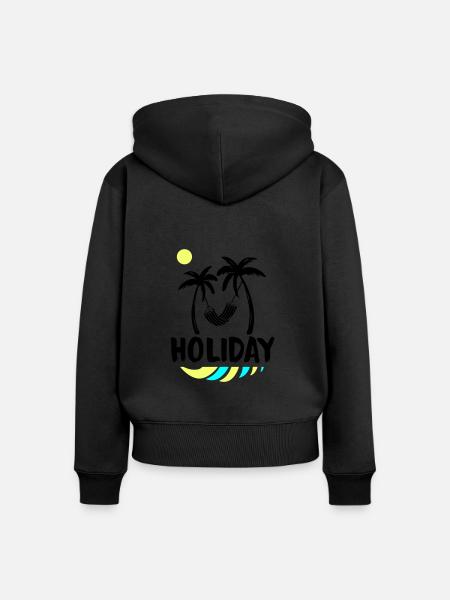 palms relax holiday - Frauen Premium Bio Zip Hoodie - Schwarz