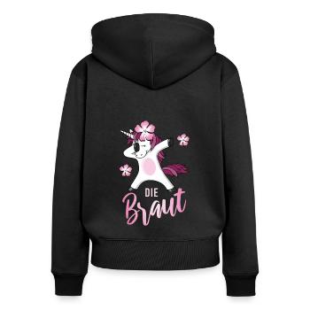 Einhorn Dab Braut JGA Junggesellinnenabschied 1 - Frauen Premium Bio Zip Hoodie - Schwarz - Hinten - Julia (174cm)