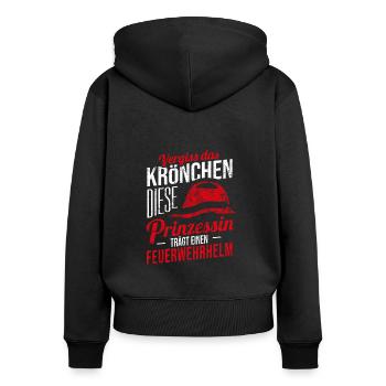 Vergiss Krönchen Prinzessin Feuerwehrhelm Geschenk - Frauen Premium Bio Zip Hoodie - Schwarz - Hinten - Julia (174cm)