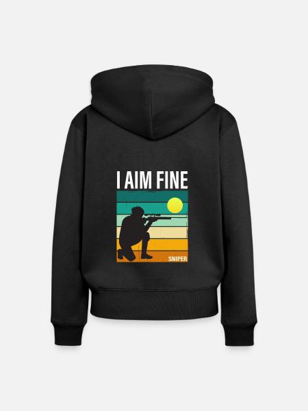I AIM FINE - Sniper - Frauen Premium Bio Zip Hoodie - Schwarz