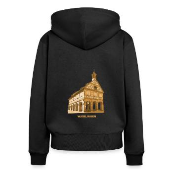 Waiblingen Rathaus - Frauen Premium Bio Zip Hoodie - Schwarz - Hinten - Julia (174cm)