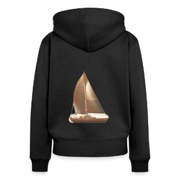 Voile, Marin, Voilier, Voile, Voilier - Sweat à capuche zippé Premium bio Femme - noir - Dos - Julia (174cm)