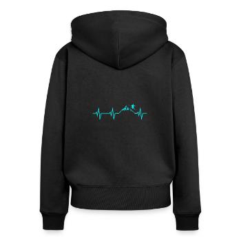 Ski Heartbeat Mountains Ski ECG Cadeau Tshirt - Sweat à capuche zippé Premium bio Femme - noir - Dos - Julia (174cm)