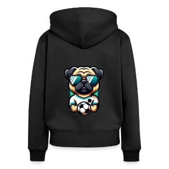 Carlin Football Chien Joueur Ball Master Fan - Sweat à capuche zippé Premium bio Femme - noir - Dos - Julia (174cm)