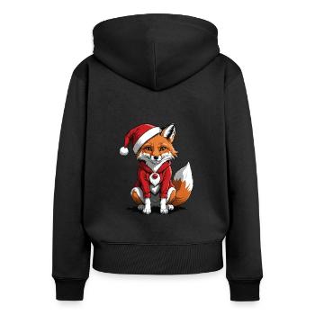 Fuchs Fox Weihnachtsmann Süß Geschenk für Frauen - Frauen Premium Bio Zip Hoodie - Schwarz - Hinten - Julia (174cm)