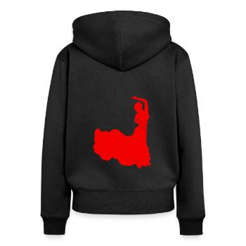 Spanische Flamenco-Tänzerin rotes Salsa-Kleid - Frauen Premium Bio Zip Hoodie - Schwarz - Hinten - Julia (174cm)