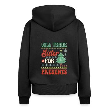 Weihnachten Père Noël Joyeux Noël - Sweat à capuche zippé Premium bio Femme - noir - Dos - Julia (174cm)