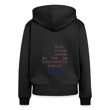 Skull flag of america USA - Frauen Premium Bio Zip Hoodie - Schwarz - Hinten - Julia (174cm)