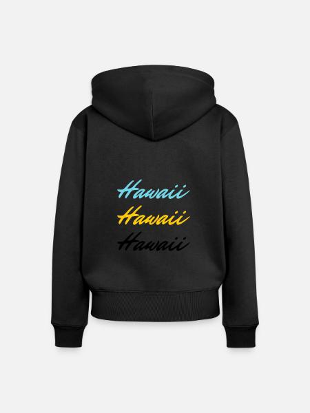 Hawaii farbig - Frauen Premium Bio Zip Hoodie - Schwarz