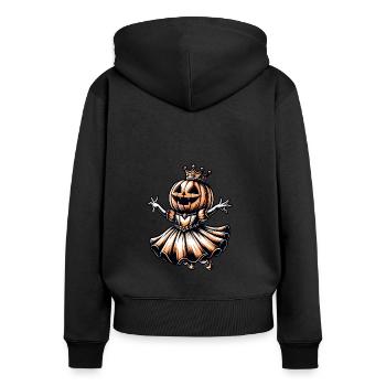 Princesse citrouille d’Halloween avec couronne - Sweat à capuche zippé Premium bio Femme - noir - Dos - Julia (174cm)