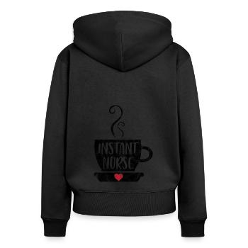 Instant Nurse.png.png - Frauen Premium Bio Zip Hoodie - Schwarz - Hinten - Julia (174cm)