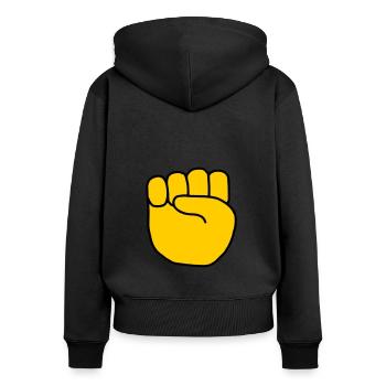 Emoji Fist Sketch Couleur - Sweat à capuche zippé Premium bio Femme - noir - Dos - Julia (174cm)