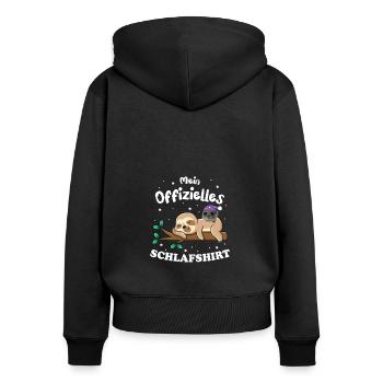 Mein Offizielles Schlafshirt Faultier Hamster - Frauen Premium Bio Zip Hoodie - Schwarz - Hinten - Julia (174cm)