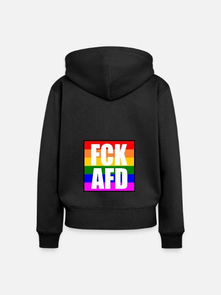 Fck afd - Frauen Premium Bio Zip Hoodie - Schwarz