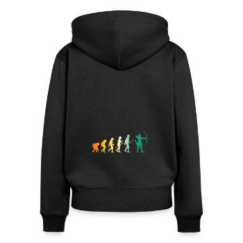 Bogenschütze Evolution Bogenschießen - Frauen Premium Bio Zip Hoodie - Schwarz - Hinten - Julia (174cm)