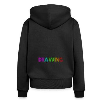 Dessin - Sweat à capuche zippé Premium bio Femme - noir - Dos - Julia (174cm)