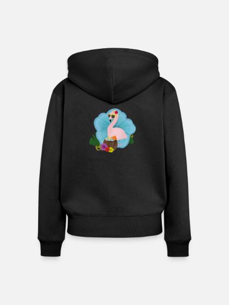 Flamingo - Frauen Premium Bio Zip Hoodie - Schwarz