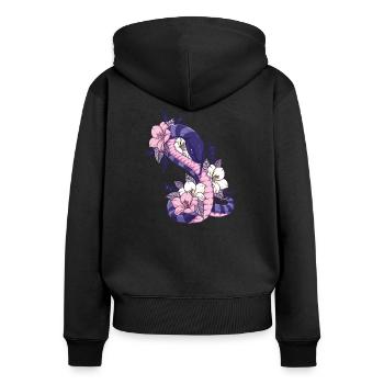 Serpent Serpent Fleur Tatouage Bstyled Mode Décontractée - Sweat à capuche zippé Premium bio Femme - noir - Dos - Julia (174cm)