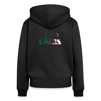 Algérien à Paris - Sweat à capuche zippé Premium bio Femme - noir - Dos - Julia (174cm)