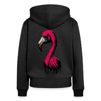 Flamingo Pink Abstrakt - Frauen Premium Bio Zip Hoodie - Schwarz - Hinten - Julia (174cm)