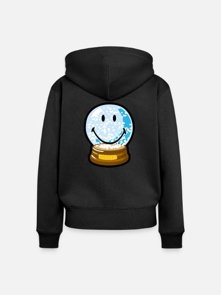 Smiley Snow Globe - Frauen Premium Bio Zip Hoodie - Schwarz