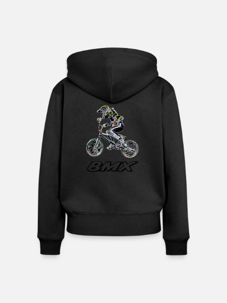 BMX Rennsport - Frauen Premium Bio Zip Hoodie - Schwarz