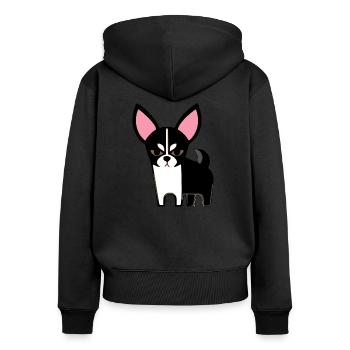 Brutus der wütende Chiwawa - Frauen Premium Bio Zip Hoodie - Schwarz - Hinten - Julia (174cm)