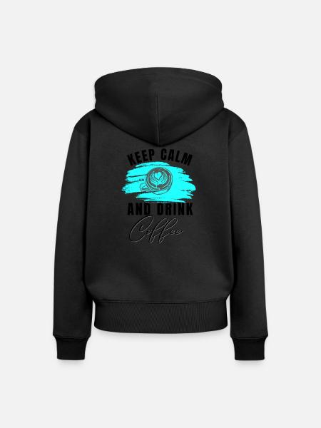 Kaffee enstpannt die Nerven - Frauen Premium Bio Zip Hoodie - Schwarz