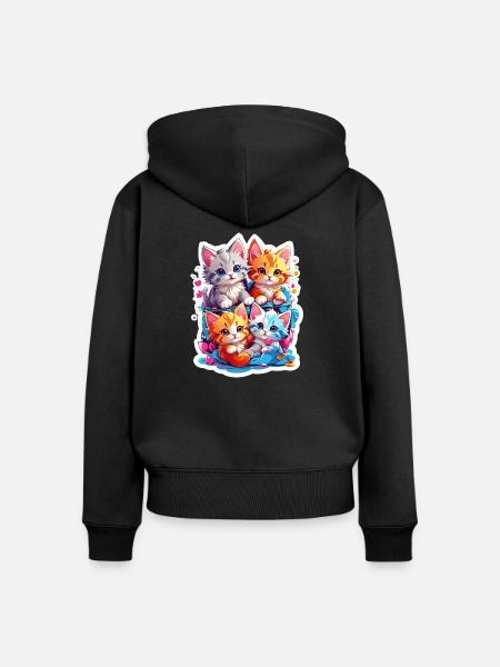 Cat quartet - Frauen Premium Bio Zip Hoodie - Schwarz
