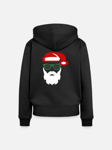 Trendiger Weihnachtsmann - Frauen Premium Bio Zip Hoodie - Schwarz
