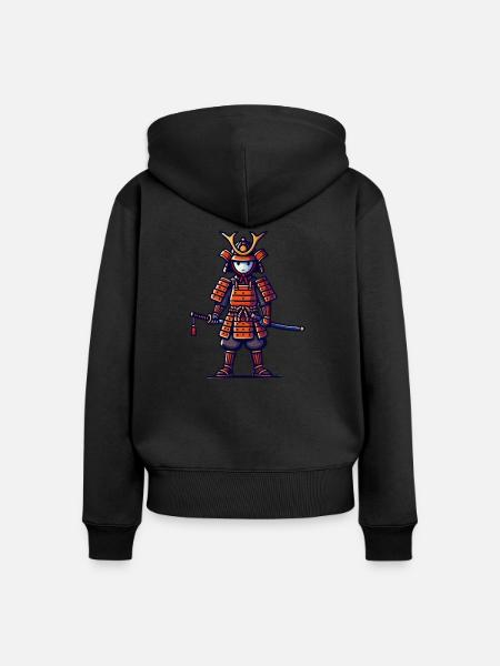 Samurai Comic - Frauen Premium Bio Zip Hoodie - Schwarz