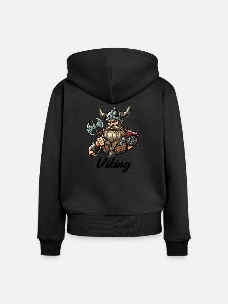 Wikinger Krieger - Frauen Premium Bio Zip Hoodie - Schwarz